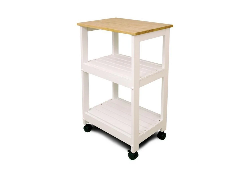 Slickblue Kitchen Microwave Cart with Butcher Block Top & Locking Casters