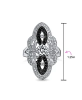 Bling Jewelry Boho Blue Cz Filigree Cocktail Statement Ring Silver Plated Brass