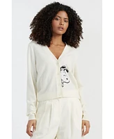 Chinti & Parker Women's Meets Peanuts Snoopy Peek Pocket Wool Cashmere Cardigan