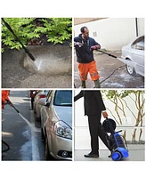 Mecale 3000PSI Electric Pressure Washer, Portable High Power Washer w/ 5 Nozzles, Hose Reel, Soap Bottle, 2 Gpm 2000W (Blue)