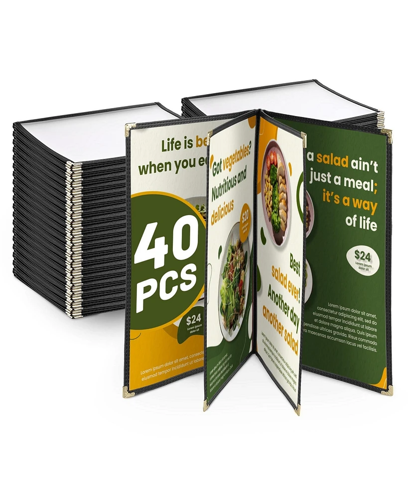 Yescom WeChef 40 Pack Menu Covers 8.5"x14" 8 Views Book Style Cafe Restaurant