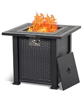 gaomon Gas Fire Pits for Outside Patio, Gas Firepit 28 Inch Rectangle Propane Fire Pit Table 50000BTU Gas Fire Pit Table with Cover & Rain Cover, for