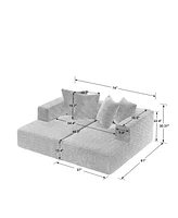 Chenille Sectional Sofa– Modern Upholstered Chaise with Plush Seating, Fixed Cushions, and Versatile Design for Living Room, Bedroom, Office, (