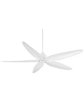 Casa Vieja 60" Lotus Bay Modern Indoor Outdoor Ceiling Fan 5 Blade Led Light Remote Control Matte White Finish Blades Bedroom Patio Living Room Kitche