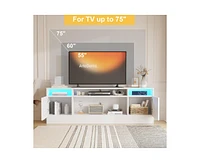 gaomon Tv Stand with Storage Place for Living Room, Television Stand with Open Sleves, Modern Entertainment Center with Led Light, Media Furniture wit