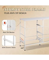 Wlive Wide Dresser with 6 Drawers Tv Stand for 50/" Entertainment Center Metal Frame Wooden Top Fabric Storage Bedroom Hallway Ent