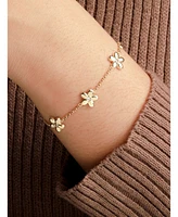 Devata Flower Chain Bracelet in 14K Gold with Cubic Zirconia, 6.5 in adj to 7.5 in, approx. 5.6 grams.