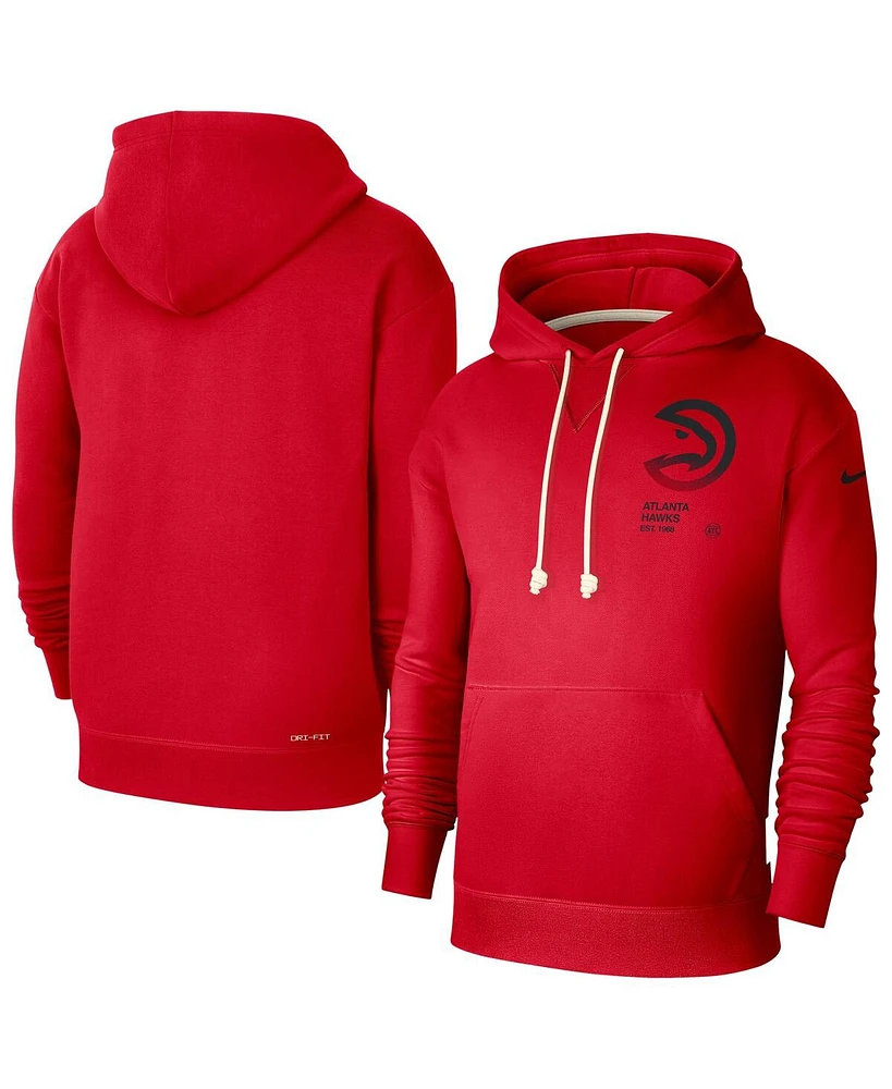 Nike Men's Red Atlanta Hawks Courtside Standard Issue Premium Performance Pullover Hoodie