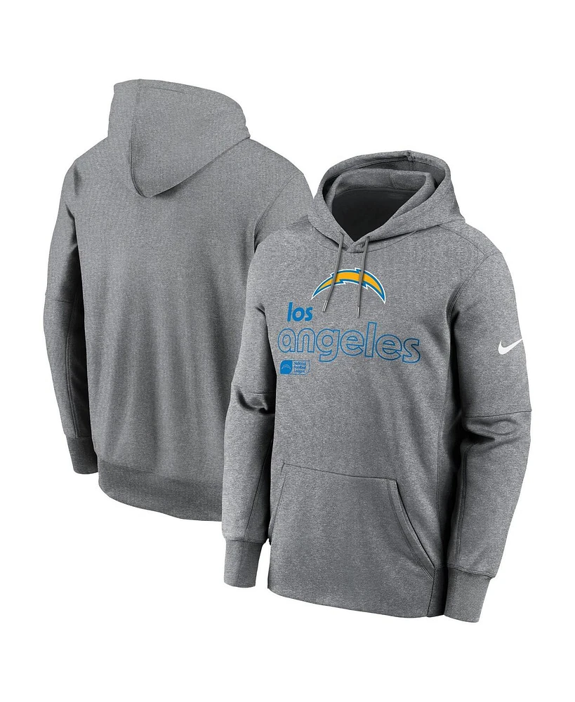 Nike Men's Heather Gray Los Angeles Chargers Performance Pullover Hoodie