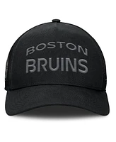 Fanatics Men's Black Boston Bruins Authentic Pro Road Stack Text A-Frame Adjustable Hat