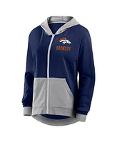 Logo Athletic Women's Navy Denver Broncos Hit It French Terry Full-Zip Hoodie