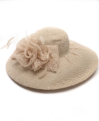 August Hats Textured Extra-Wide Brim Dressy Hat