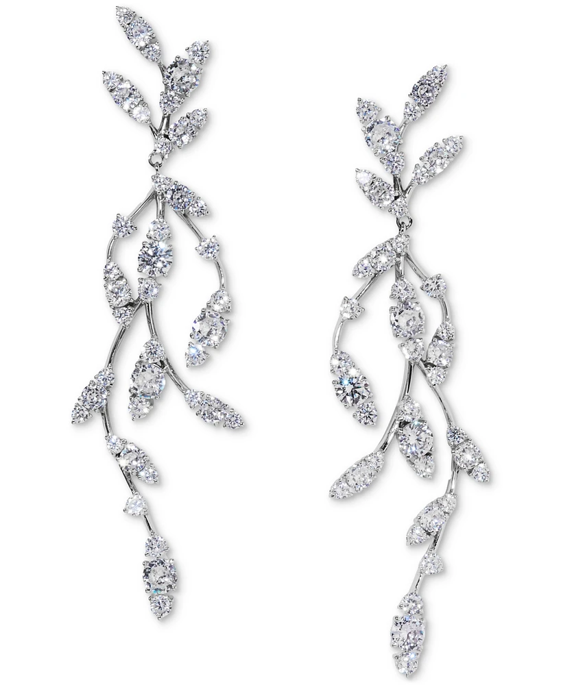 Eliot Danori Silver-Tone Cubic Zirconia Vine Linear Drop Earrings, Exclusively at Macy's