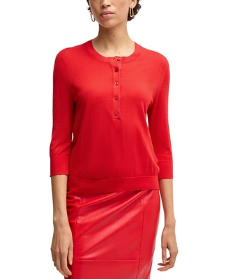 Boss by Hugo Women's Merino Wool Henley Sweater