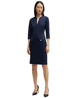 Boss by Hugo Women's Cropped Sleeves V-Neck Dress