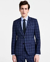 Hugo By Hugo Boss Mens Modern Fit Navy Plaid Suit Separate