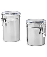 Arch Studio Stainless Steel Clamp-Lid Canisters, Set of 2, Exclusively at Macy's