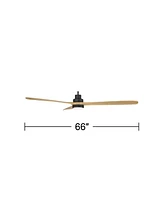 Casa Vieja 66" Delta Modern Country Indoor Outdoor Ceiling Fan 3 Blade Cct Led Light Remote Control Matte Black Finish Wood Blades Bedroom Patio Livin