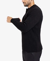 X-Ray Men's Ribbed Mock Neck Quarter-Zip Sweater