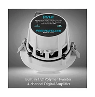 Pyle 3.5" Bluetooth Ceiling / Wall Speaker Kit - (4) Aluminum Frame 2-Way Speakers with Built-in Led Lights