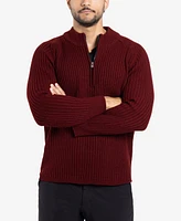 X-Ray Men's Ribbed Mock Neck Quarter-Zip Sweater