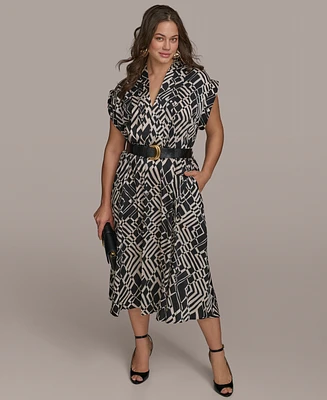 Donna Karan New York Plus Belted A-Line Midi Dress