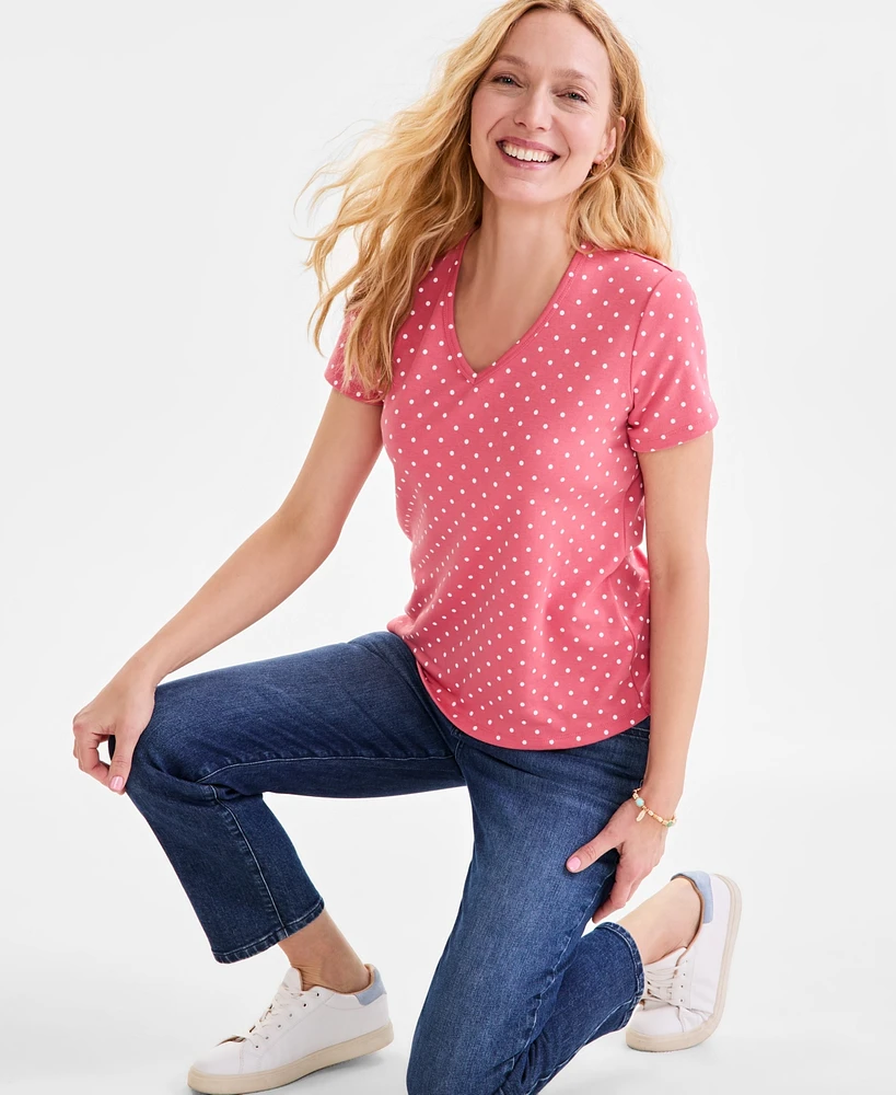 Style & Co Women's Printed Short-Sleeve V-Neck T-Shirt, Exclusively at Macy's