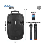 Pyle Portable Bluetooth Pa Speaker System with Rechargeable Battery, Uhf Microphones, MP3/Usb/Sd Readers, Fm Radio, 12” Subwoofer (1000W)