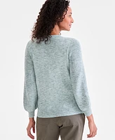 Style & Co Petite Space-Dye V-Neck Sweater, Exclusively at Macy's