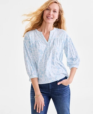 Style & Co Women's Printed 3/4-Sleeve Knit Top, Exclusively at Macy's