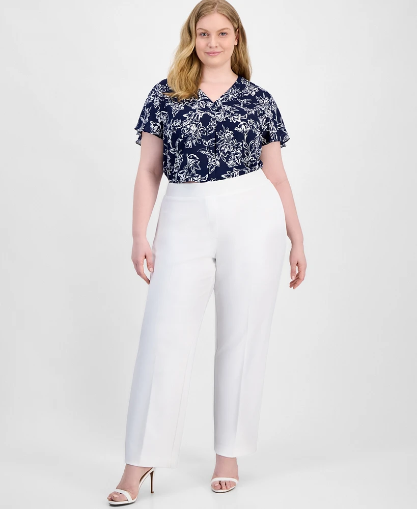 Ak Anne Klein Plus Grace Pull-On Pants