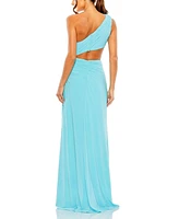 Women's Cut Out One Shoulder Ruched Back Gown