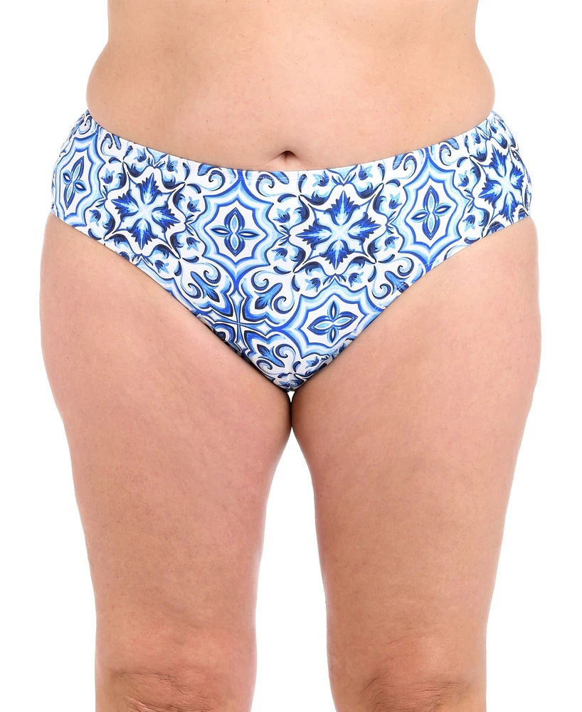 La Blanca Plus Alboran Printed Tummy-Control Bikini Bottoms