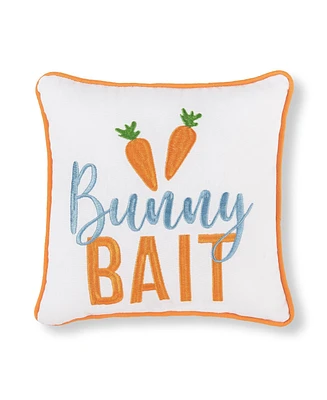 10" x 10" Easter "Bunny Bait" Embroidered Small/Petite Spring Themed Accent Throw Pillow