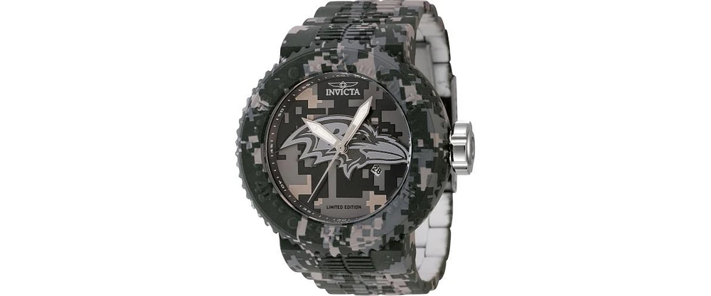 Invicta Men's 45108 Nfl Baltimore Ravens Quartz 3 Hand Grey, Beige, Dark Grey, Camouflage Dial Watch