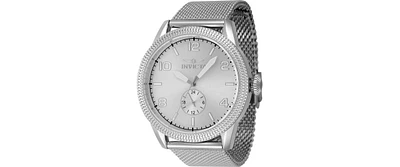 Invicta Men's Vintage Quartz 3 Hand Silver Dial Watch