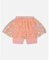 Deux par Toddler Girls Crinkle Biker Short With Flower Mesh Skirt Light Old Pink - Toddler|Child