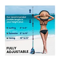 SereneLife Adjustable 3-Piece Sup Paddle with Carry Bag