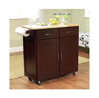 Slickblue 43-inch Portable Kitchen Island Cart with Wood Top For Kitchen