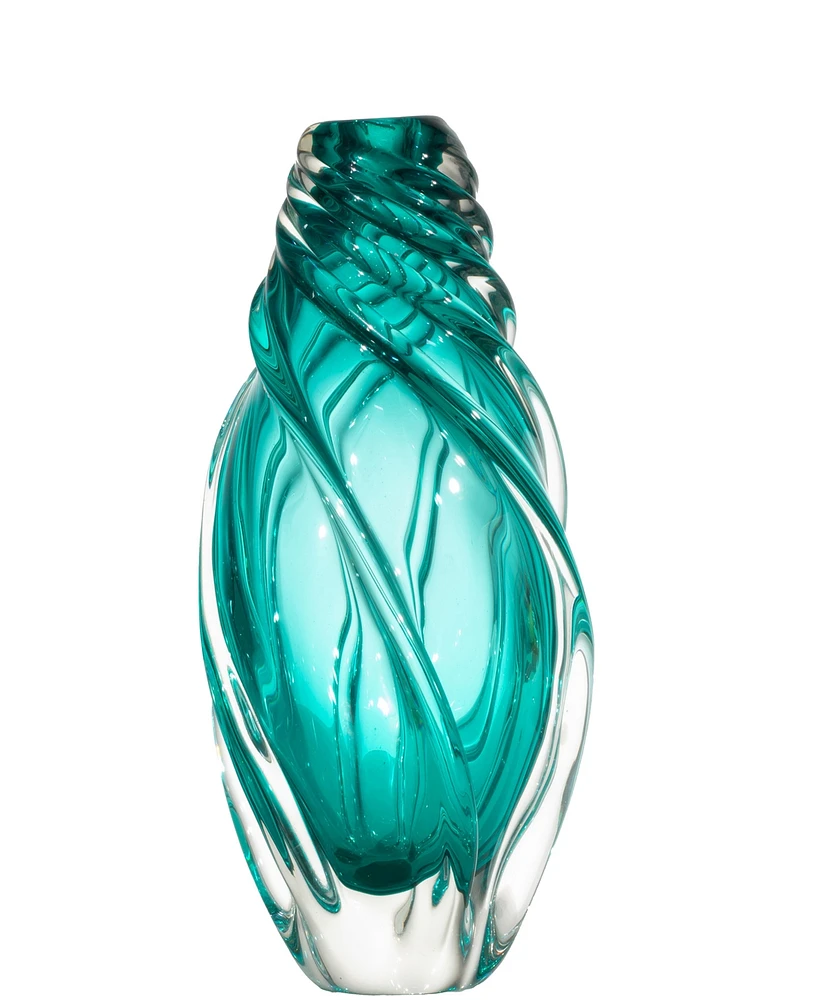 Dale Tiffany 12.75" Aqua Swirl Art Glass Vase