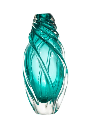 Dale Tiffany 12.75" Aqua Swirl Art Glass Vase