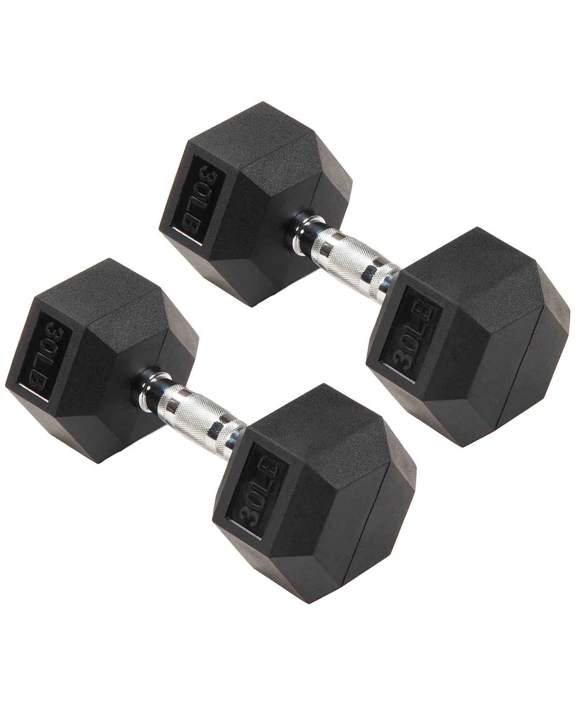 Signature Fitness Hex Dumbbells Strength Training Workout Equipment Set, 30 lbs