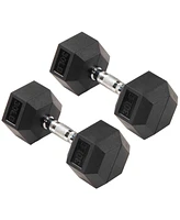 Signature Fitness Hex Dumbbells Strength Training Workout Equipment Set, 30 lbs