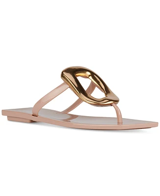 Jeffrey Campbell Linques-j Embellished T-Strap Flat Jelly Sandals