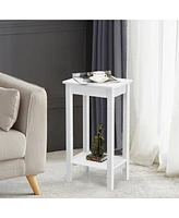 Gymax 2-Tier Nightstand End Side Table Coffee Wooden Legs Bedroom White