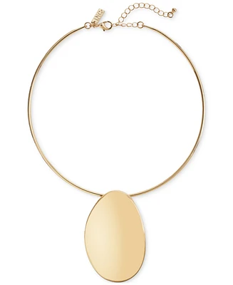 I.n.c. International Concepts Gold-Tone Sculptural Disc Structured Pendant Necklace, 16" + 3" extender, Exclusively at Macy's