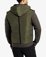 X-Ray Men's Canvas Flap Pocket Full Zip Sweater Jacket with Sherpa Hood