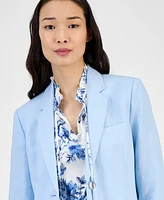 Anne Klein Women's Linen Blend Notch-Lapel Button-Front Blazer