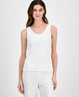 Anne Klein Women's Sequin Double-Scoop Sleeveless Tank