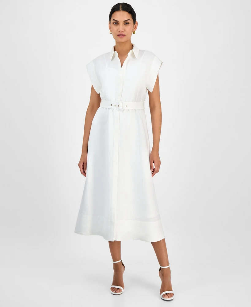 Anne Klein Women's Belted Drop-Sleeve Shirtdress